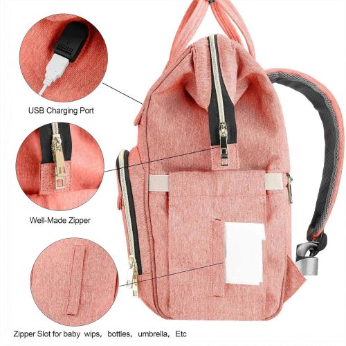  Diaper Bag Backpack, Mokaloo Large Baby Bag, Multi-functional Travel Back Pack, Anti-Water Maternity Nappy Bag Changing Bags with Insulated Pockets Stroller Straps and Built-in USB