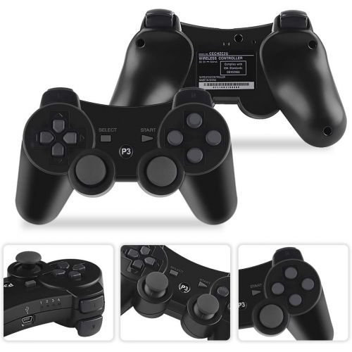  [아마존베스트]Molgegk PS3 Controllers for Playstation 3 Dualshock Six-axis, Wireless Bluetooth Remote Gaming Gamepad Joystick Includes USB Cable (Sliver and Gold,Pack of 2)