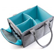 Mollieollie Premium Baby Diaper Caddy Organizer | Portable Nursery Storage Bin | Planner Caddy | Car Seat Tote with Zipper Pocket & 5mm Heavy Duty Felt