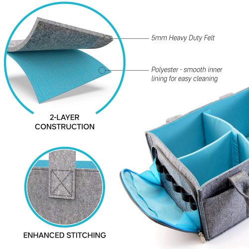  Mollieollie Premium Baby Diaper Caddy Organizer | Portable Nursery Storage Bin | Planner Caddy | Car Seat Tote with Zipper Pocket & 5mm Heavy Duty Felt