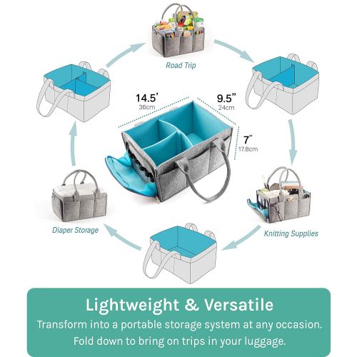  [아마존베스트]Premium Baby Diaper Caddy Organizer | Portable Nursery Storage Bin | Car Seat Tote with Zipper Pocket & 5mm Heavy Duty Felt by Mollieollie