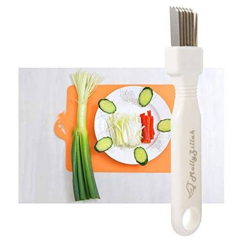  [아마존베스트]MollyZillah Stainless Steel Vegetable Cutter, A Good Slicer Tool For Green Onion/Frie/Kiwi/Potato/Seaweed, Also Sharp Kitchen Gadgets A Shredder Maker Kit For Scallion/Garnishing/B