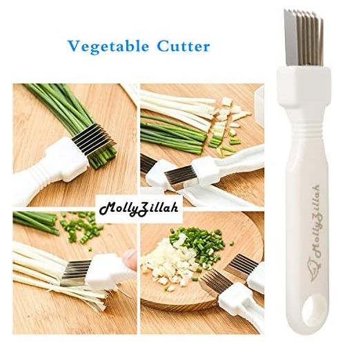  [아마존베스트]MollyZillah Stainless Steel Vegetable Cutter, A Good Slicer Tool For Green Onion/Frie/Kiwi/Potato/Seaweed, Also Sharp Kitchen Gadgets A Shredder Maker Kit For Scallion/Garnishing/B
