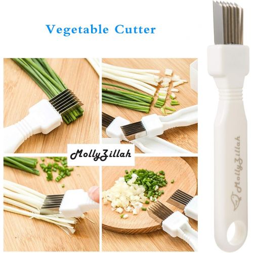  [아마존베스트]MollyZillah Stainless Steel Vegetable Cutter, A Good Slicer Tool For Green Onion/Frie/Kiwi/Potato/Seaweed, Also Sharp Kitchen Gadgets A Shredder Maker Kit For Scallion/Garnishing/B