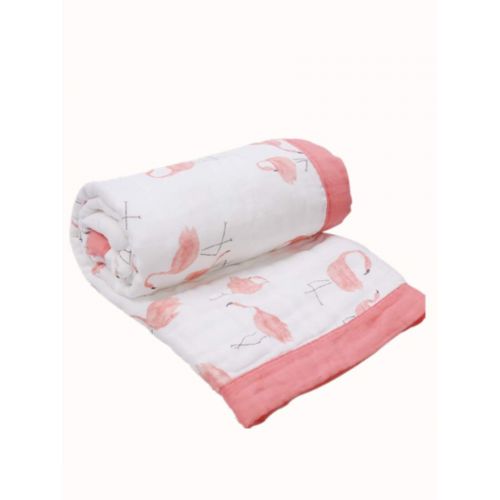  Mom Muslin Cotton Toddler Blanket Flamingo Print Cotton Baby Quilt Soft and Breathable Baby Bed Blanket...