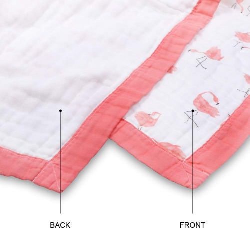  Mom Muslin Cotton Toddler Blanket Flamingo Print Cotton Baby Quilt Soft and Breathable Baby Bed Blanket...