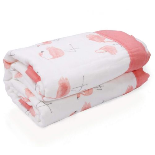  Mom Muslin Cotton Toddler Blanket Flamingo Print Cotton Baby Quilt Soft and Breathable Baby Bed Blanket...