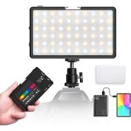 RGB On Camera LED Video Light, Moman ML9R 2500K-8500K Dimmable with Built-in Rechargeable Battery, CRI 96+/TLCI 98+, Aluminum Alloy Body & Silicone Diffuser for Photography and Videography