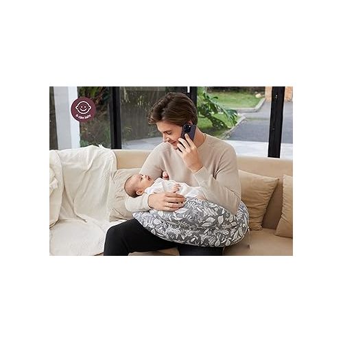  Momcozy Original Nursing Pillow, Ergonomic Breastfeeding Pillows with Security Fence for Baby, Adjustable Waist Strap and Removable Cotton Cover, Gazelle