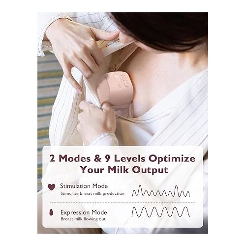  Momcozy Hands Free Breast Pump S9 Pro Updated, Wearable Breast Pump of Longer Battery Life & LED Display, Double Portable Electric Breast Pump with 2 Modes & 9 Levels - 24mm, 2 Pack Pink