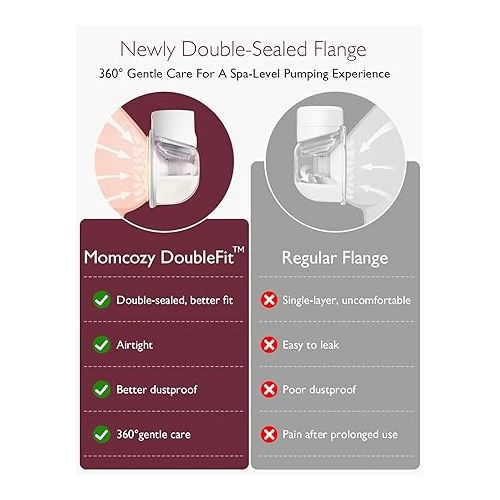  Momcozy Breast Pump S12 Pro Hands-Free, Wearable & Wireless Pump with Soft Double-Sealed Flange, 3 Modes & 9 Levels Double Electric Pump Portable, Smart Display, 24mm, 2 Pack, Elegant White