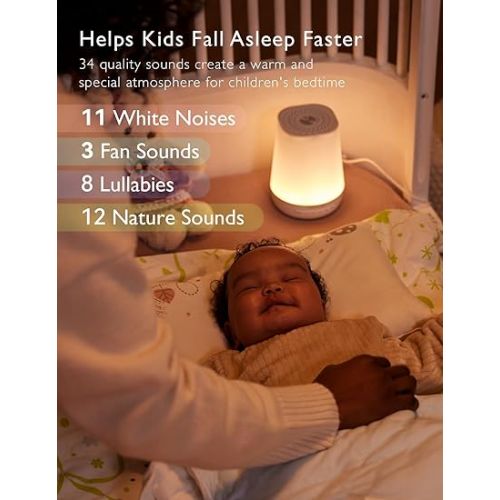  Baby Sound Machine, Momcozy White Noise Machine for Baby Sleeping with Night Light, Toddler Sleep Trainer with 34 Soothing Sounds, Timer, App Remote Control, Personal Sleep Routine (Blue)