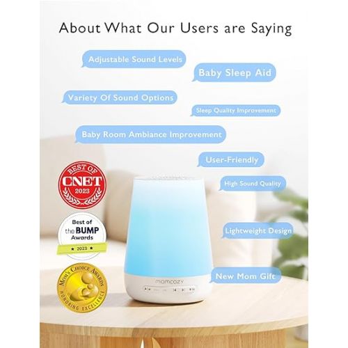  Baby Sound Machine, Momcozy White Noise Machine for Baby Sleeping with Night Light, Toddler Sleep Trainer with 34 Soothing Sounds, Timer, App Remote Control, Personal Sleep Routine (Blue)