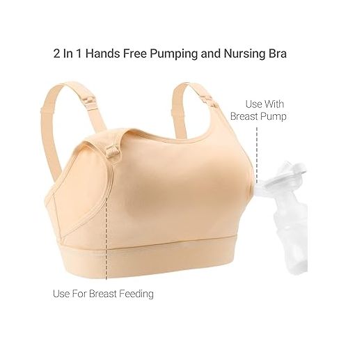  Momcozy Hands Free Pumping Bra, Adjustable Breast-Pumps Holding and Nursing Bra, Pumping & Nursing Bra in One