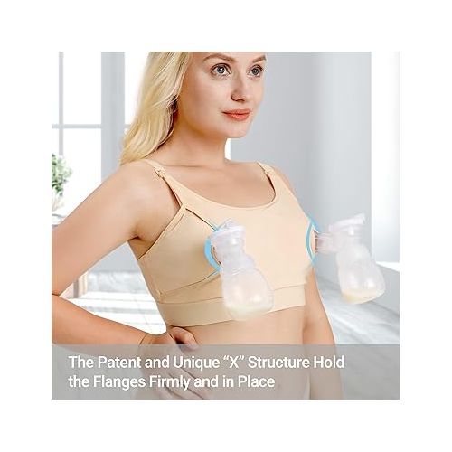  Momcozy Hands Free Pumping Bra, Adjustable Breast-Pumps Holding and Nursing Bra, Pumping & Nursing Bra in One