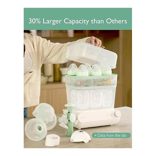  Momcozy 3 Layers Large Bottle Sterilizer and Dryer, Fast Sterilize and Dry, Universal Bottle Sterilizer for All Bottles & Breast Pump Accessories, Touch Screen & Auto-Off Bottle Sanitizer