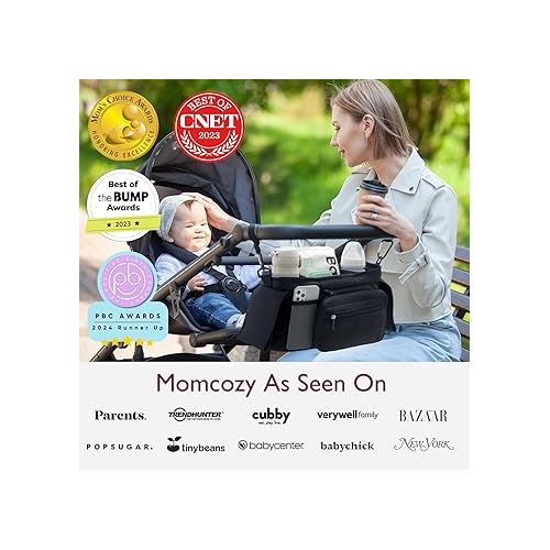  Momcozy Universal Stroller Organizer with Insulated Cup Holder Detachable Phone Bag & Shoulder Strap, Fits for Stroller like Uppababy, Baby Jogger, Britax, BOB, Umbrella and Pet Stroller