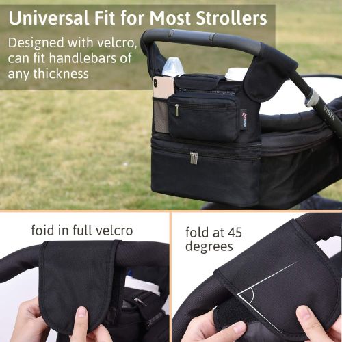  [아마존 핫딜]  [아마존핫딜]Universal Stroller Organizer, Momcozy Insulated Stroller Cup Holders, Detachable Phone Bag &...