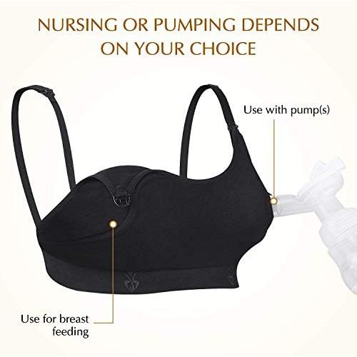  [아마존베스트]Hands Free Pumping Bra, Momcozy Adjustable Breast-Pumps Holding and Nursing Bra, Suitable for Breastfeeding-Pumps by Lansinoh, Philips Avent, Spectra, Evenflo and More (Medium)