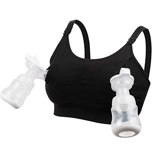  [아마존베스트]Hands Free Pumping Bra, Momcozy Upgraded Bamboo Super Soft/Holding Pumping and Nursing Bra,...