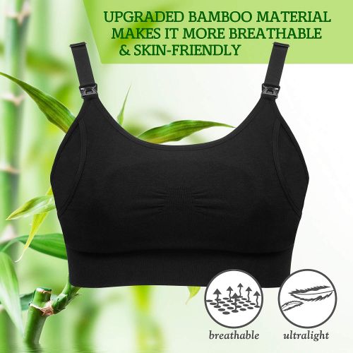  [아마존베스트]Hands Free Pumping Bra, Momcozy Upgraded Bamboo Super Soft/Holding Pumping and Nursing Bra,...