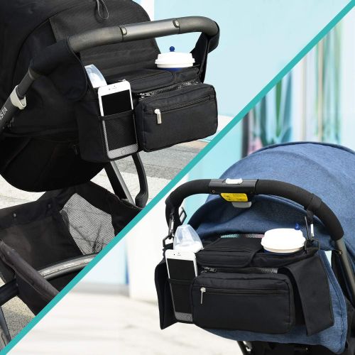  [아마존베스트]Universal Stroller Organizer with Insulated Cup Holder by Momcozy - Detachable Phone Bag & Shoulder...