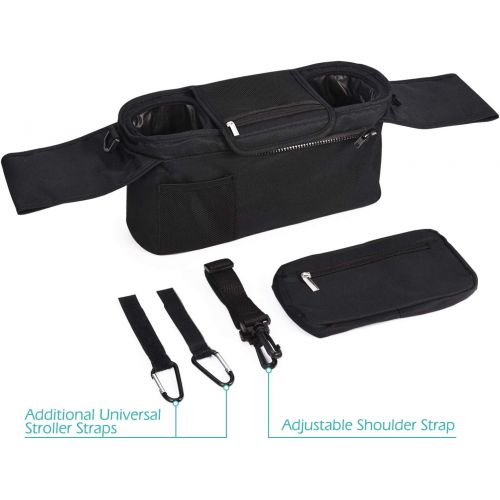  [아마존베스트]Universal Stroller Organizer with Insulated Cup Holder by Momcozy - Detachable Phone Bag & Shoulder...