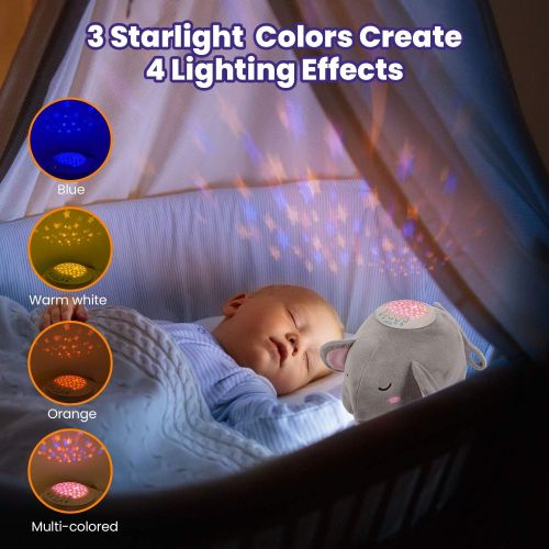  Baby Sleep Soothers, Momcozy Baby White Noise Machine, Auto-Off Timer and Volume Control Night Light Soother, 15 Lullabies Sound Machine for Newborns and Up (Elephant)