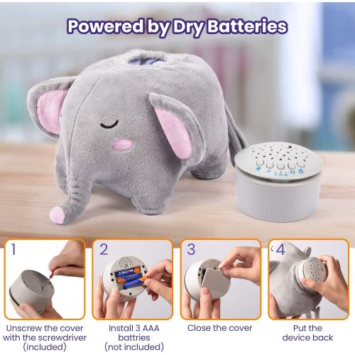  Baby Sleep Soothers, Momcozy Baby White Noise Machine, Auto-Off Timer and Volume Control Night Light Soother, 15 Lullabies Sound Machine for Newborns and Up (Elephant)