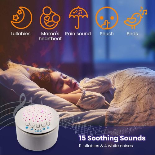  Baby Sleep Soothers, Momcozy Baby White Noise Machine, Auto-Off Timer and Volume Control Night Light Soother, 15 Lullabies Sound Machine for Newborns and Up (Elephant)
