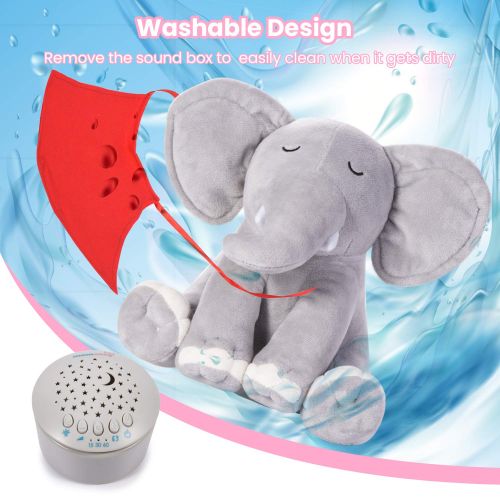  Baby Sleep Soothers, Momcozy Baby Sound Machine, Auto-Off Timer and Volume Control Baby White Noise Machine, 15 Lullabies Night Light Soother for Newborns and Up, Elephant (2020 Ne