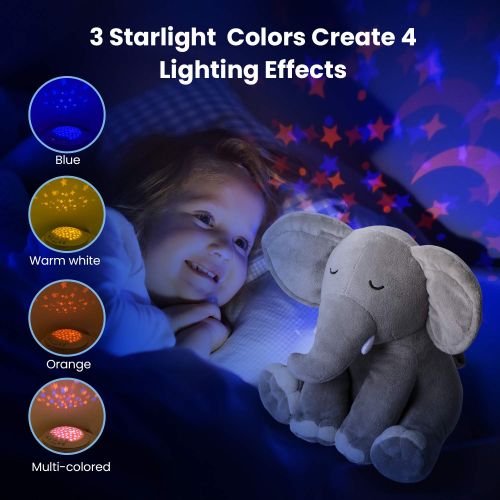  Baby Sleep Soothers, Momcozy Baby Sound Machine, Auto-Off Timer and Volume Control Baby White Noise Machine, 15 Lullabies Night Light Soother for Newborns and Up, Elephant (2020 Ne