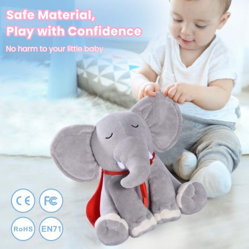  Baby Sleep Soothers, Momcozy Baby Sound Machine, Auto-Off Timer and Volume Control Baby White Noise Machine, 15 Lullabies Night Light Soother for Newborns and Up, Elephant (2020 Ne