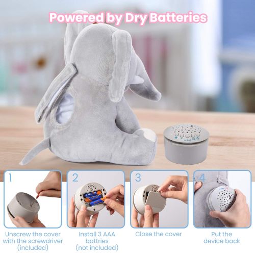  Baby Sleep Soothers, Momcozy Baby Sound Machine, Auto-Off Timer and Volume Control Baby White Noise Machine, 15 Lullabies Night Light Soother for Newborns and Up, Elephant (2020 Ne