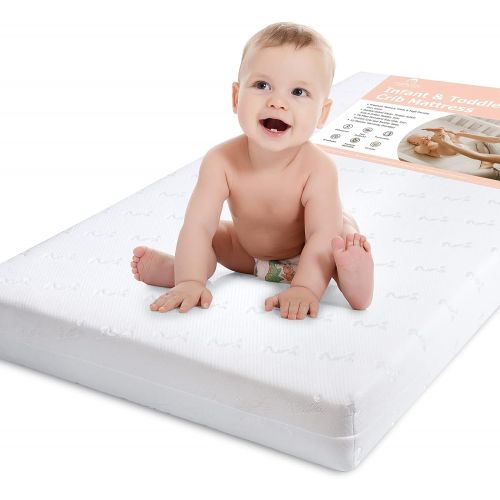  Momcozy Memory Foam Crib Mattress, Firm Side for Infant & Soft Side for Toddler, Fitted Crib Mattress for Standard Bed, Cool Gel,Breathable and Removable Cover, Waterproof Lining 5