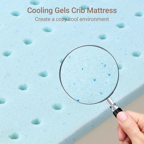  Momcozy Memory Foam Crib Mattress, Firm Side for Infant & Soft Side for Toddler, Fitted Crib Mattress for Standard Bed, Cool Gel,Breathable and Removable Cover, Waterproof Lining 5