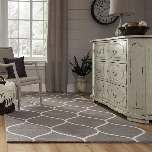  Momeni Rugs NEWPONP-10GRY5080 Newport Collection, 100% Wool Hand Tufted Loop Cut Contemporary Area Rug, 5 x 8, Grey