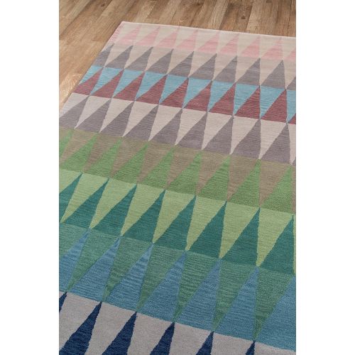  Momeni Rugs DELHIDL-59MBU5080 Delhi Collection 100% Wool Hand Carved & Hand Tufted Contemporary Area Rug, 50 x 80, Multicolor