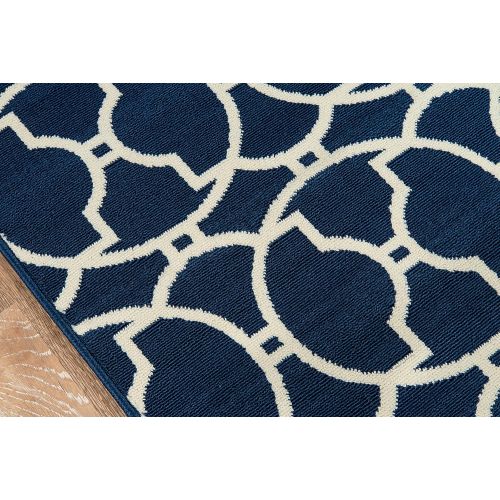  Momeni Rugs BAJA0BAJ11NVY2346, Baja Collection Contemporary Indoor & Outdoor Area Rug, Easy to Clean, UV protected & Fade Resistant, 23 x 46, Navy Blue