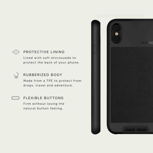 모멘트 Moment Protective iPhone X Case - Durable Wrist Strap Friendly Case for Photography and Camera Lovers (Black Canvas)