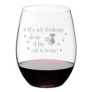 /MomentsbyMelody Its Not Drinking Alone if the Cat is Home Wine Glass Stemless or Stemmed Cat Lover Gift Cat Owner Cat Lady