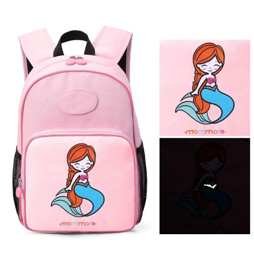  Mommore mommore Cute Mermaid Kids Backpack with Insulated Lunch Bag for Girls, Pink