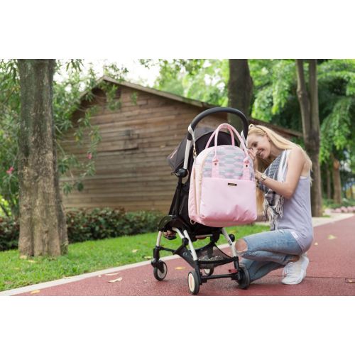  Mommore mommore Fully Opened Baby Diaper Bag Pink Travel Backpack with Portable Insulated Bag for Pregnant Wife