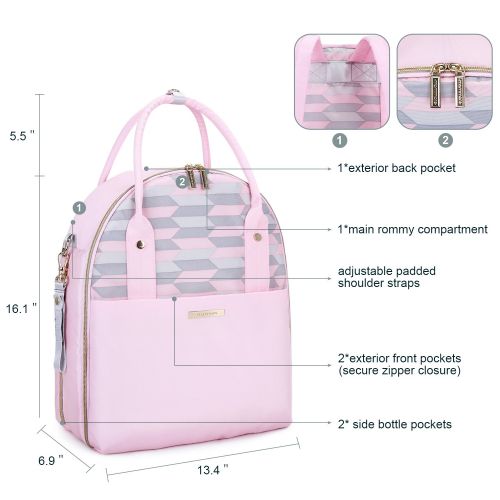  Mommore mommore Fully Opened Baby Diaper Bag Pink Travel Backpack with Portable Insulated Bag for Pregnant Wife