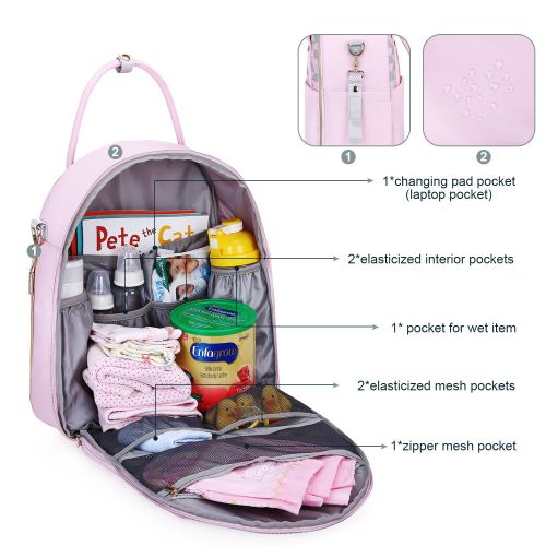  Mommore mommore Fully Opened Baby Diaper Bag Pink Travel Backpack with Portable Insulated Bag for Pregnant Wife