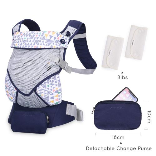  Mommore mommore Breathable Baby Carrier Ergonomic Soft Carrier with Bibs, Detachable Small Pouch for Infant...