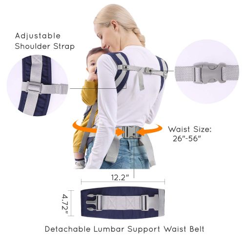  Mommore mommore Breathable Baby Carrier Ergonomic Soft Carrier with Bibs, Detachable Small Pouch for Infant...