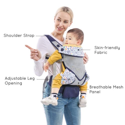  Mommore mommore Breathable Baby Carrier Ergonomic Soft Carrier with Bibs, Detachable Small Pouch for Infant...