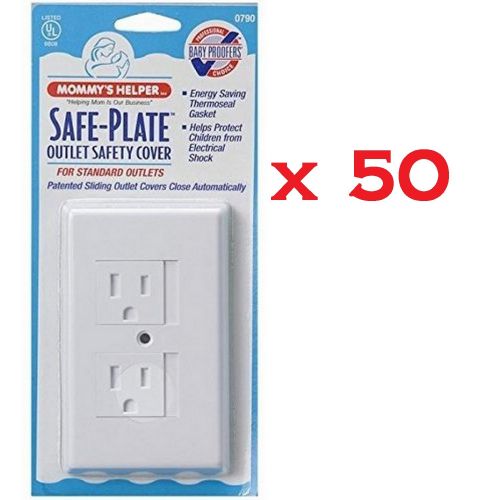  Mommys Helper 50 Pack Bulk Safe Plate Electrical Outlet Covers Standard, White