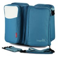 Momo&Lee 3 In 1 Baby Cot Bag Mutiple Purpose Diaper Bag Foldable Travel Bassinet Shoulder Nappy Bags Blue